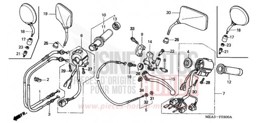 CONTACTEUR DE POIGNEE/LEVIER/CABLE VTX1300S7 de 2007